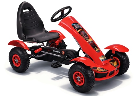 GOKART SPORTOWY NA PEDAŁY POMPOWANE KOŁA OBCIĄŻENIE 50KG CZERWONY