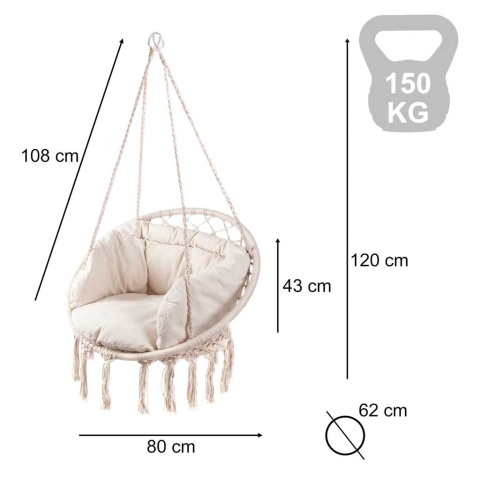 Huśtawka Bocianie Gniazdo Beżowy Z Poduszką